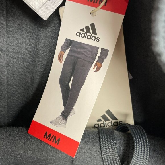 NEW Adidas Mens Tapered Fit Grey Jogger Sweatpants M Polyester Ankle Zip - Picture 6 of 8